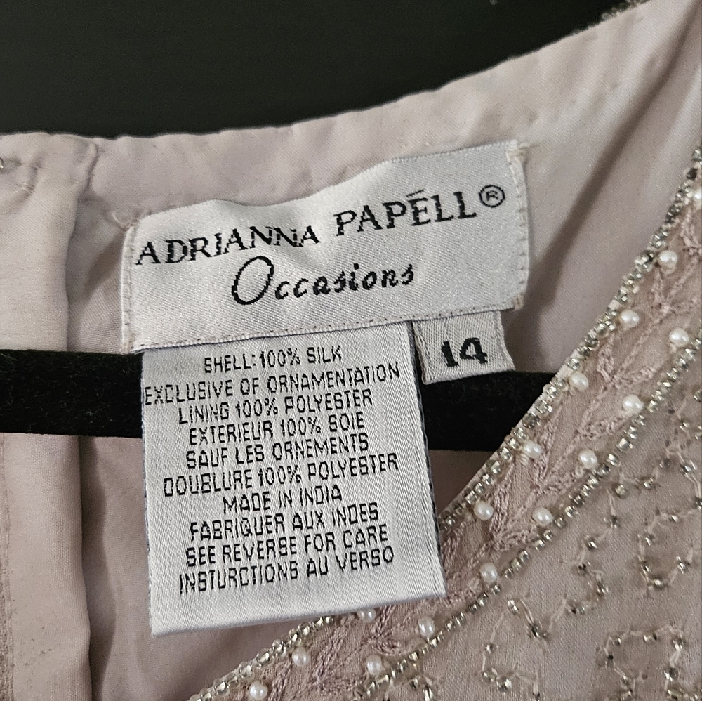 Adrianna Papèll pale pink beaded jacket with matching shell tank. Size 14 - Picture 7 of 10